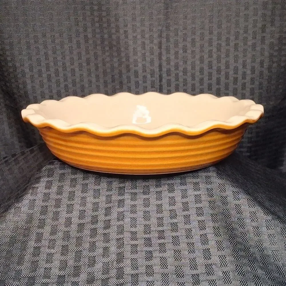 Emile Henry Scalloped Edge Pie Dish France 31-66 Provence Yellow Glaze 10”